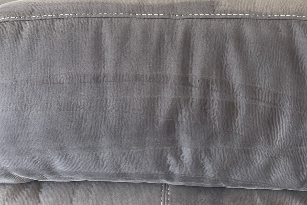The same sofa after cleaning &mdash; no trace left