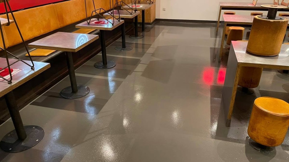The same restaurant floor re-sealed and gleaming