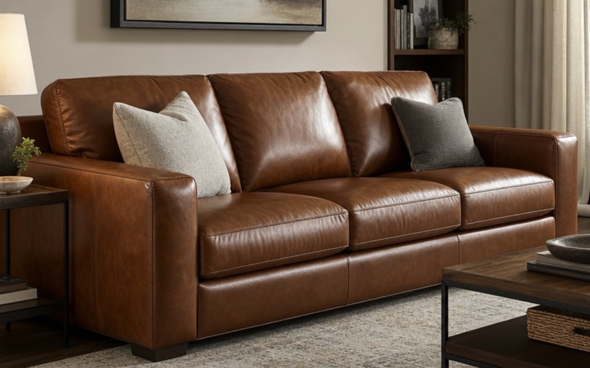 How to Clean a Leather Sofa — a brown leather sofa