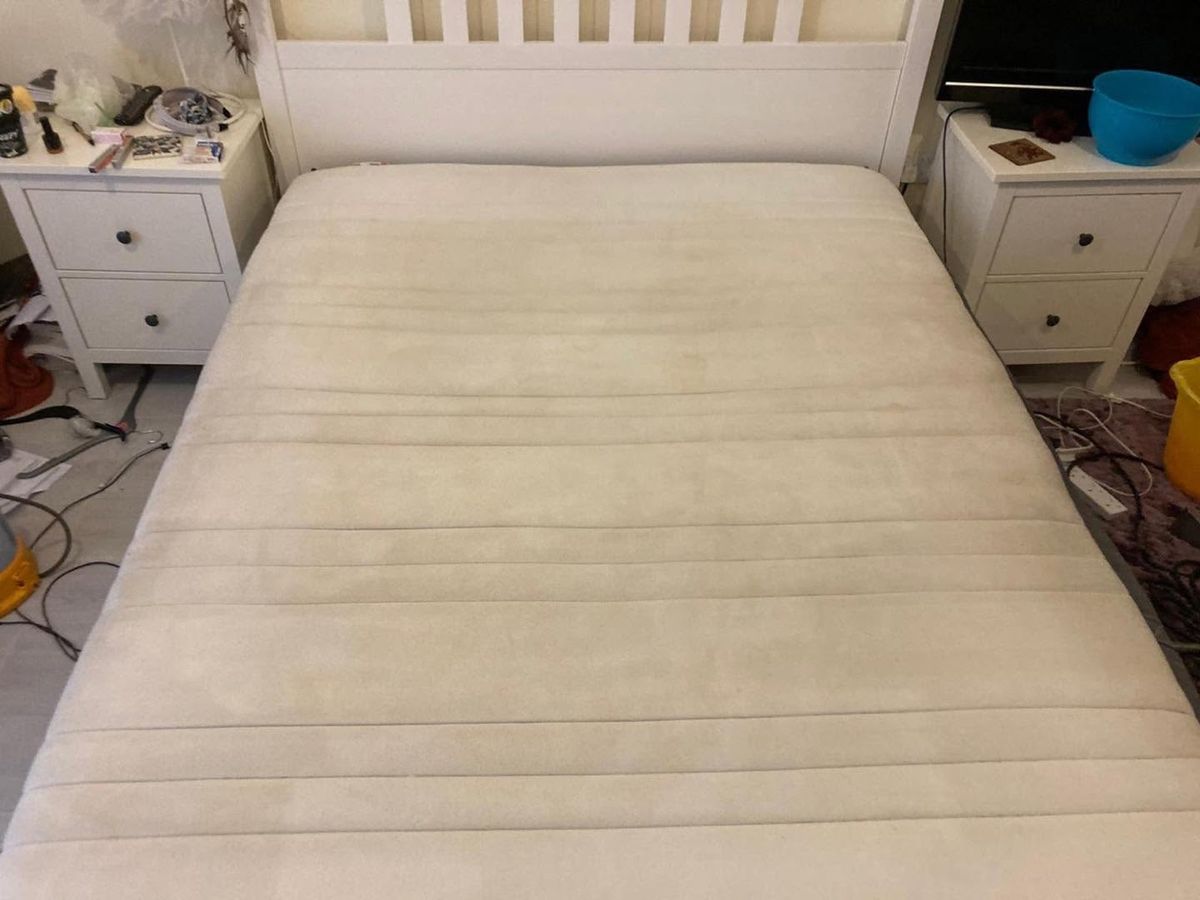 The same mattress after deep cleaning by Jay's Cleaning