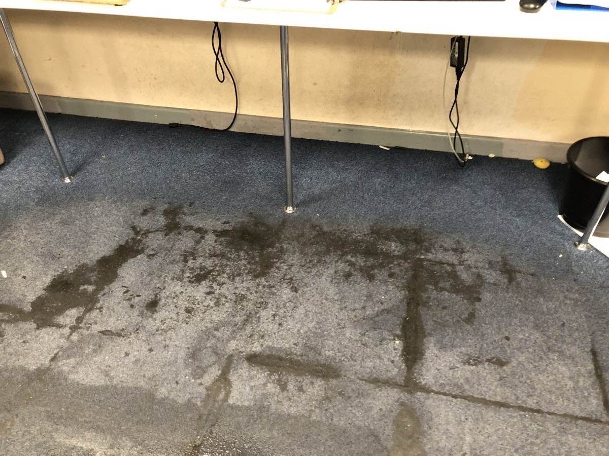 Water-damaged commercial premises before clean-up