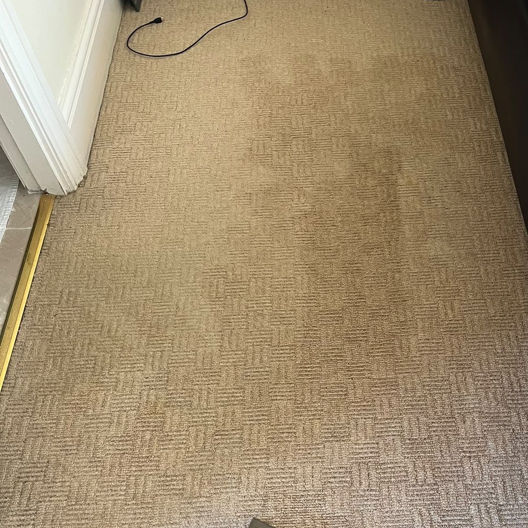 The same bedroom carpet after cleaning &mdash; clean and fresh